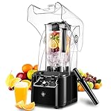 Commercial Blender for Smoothies 2200W, 80 Oz, 15 Speeds, 6-leaf Stainless Steel Blade, Heavy-Duty Commercial Blender for Restaurant, Smoothies, Ice Crush, Shakes, Self-Cleaning, Black