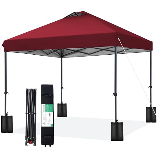 Image of JEAREY 10x10 Pop Up Canopy Tent, Easy Up Outdoor Market Canopy, Red