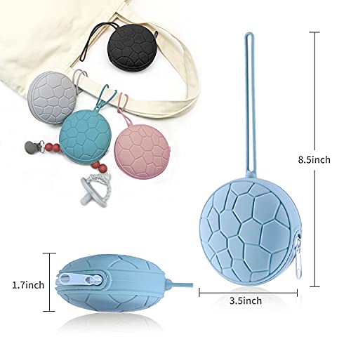 12 Wood Teddy Bear Design Blue Pink Boy Girl Acrylic Pacifier Ribbon Necklaces Baby Shower Game Favors Prize Decorations (Blue)