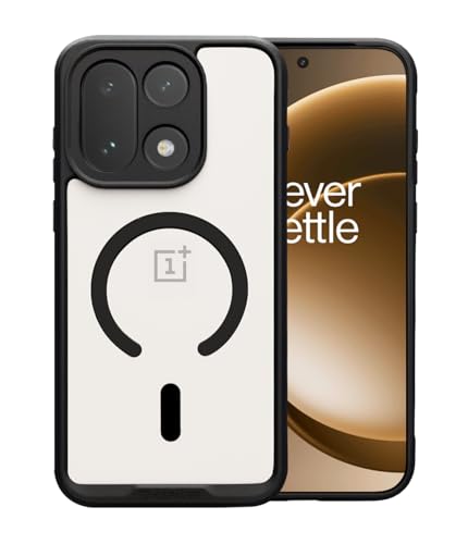 Image of KAPAVER Mag-X Sandstone Back Cover Case Compatible with MagSafe, Magnetic Case for OnePlus 15 (PC+TPU) (Black)