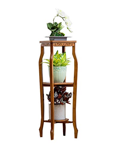 Bamboo Flower Stand Plant Display Stand Interior Y Exterior Flower Stand Garden Balcony 2 Layer Pot Rack (Marrón 29cmx29cmx67cm) (Tamaño : L) Cover
