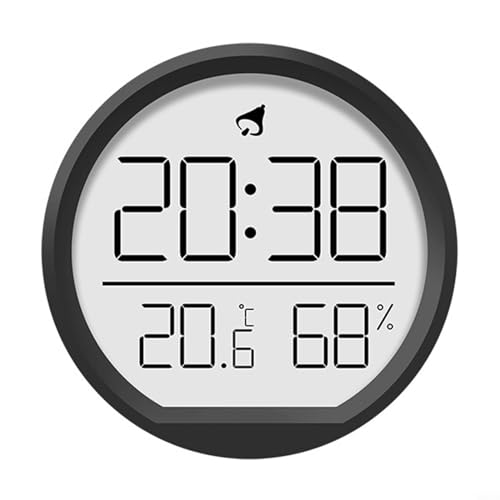Innovador diseño de reloj interior con pantalla legible para tiempo, temperatura y humedad (negro)