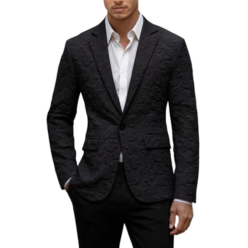 Generisch Sakko Blazer ligero para hombre con solapa, corte ajustado, chaqueta de traje, traje de negocios, ropa de ocio, chaqueta de boda, chaqueta blazer jacquard, multicolor, informal, brillante