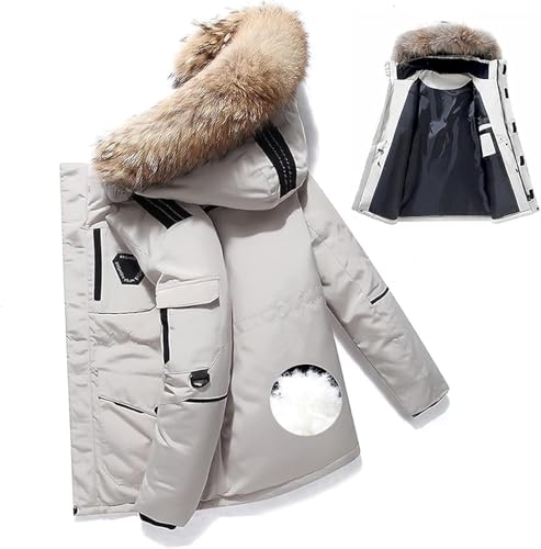 Piumino invernale da uomo, imbottito in piuma d'oca, caldo cappotto ispessito per autunno e inverno, cappotto da neve stile canadese