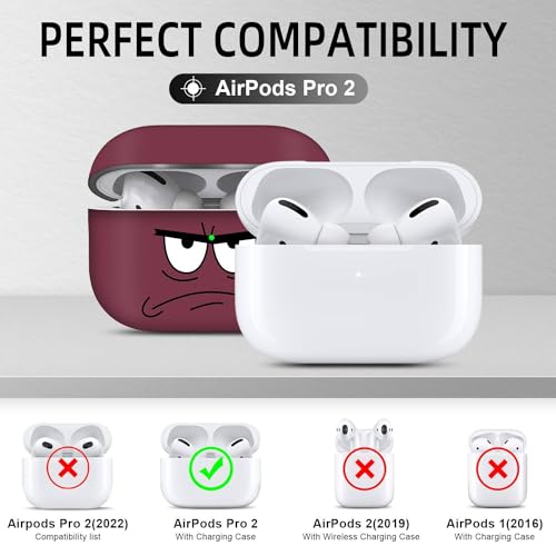 Image of for Airpods Pro 2nd Generation Case,Don't Touch Me Cool Cover with Lanyard Big Eyes Cute Cartoon for Airpods Pro 2nd Generation Case,Soft Shockproof Cover for Women Men-Claret
