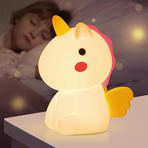 Awofot Unicorn Night Light For Kids, Multi-Color Kid Night Light, Rechargeable Tap Control Silicone Unicorn Night Lights For Girls Bedroom, Unicorn Lamp For Girls/Baby/Toddlers/Kids #TOP1