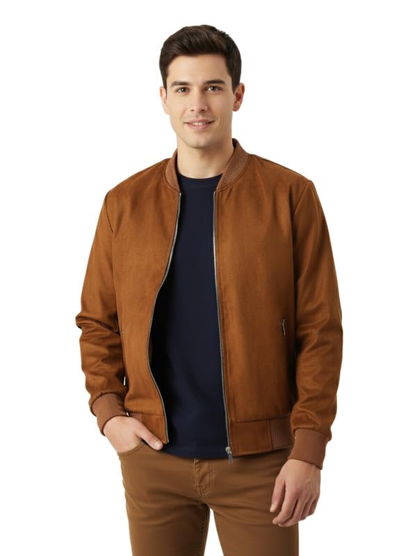 leather retail Men's Brown Suede Bomber Jacket-picture-42