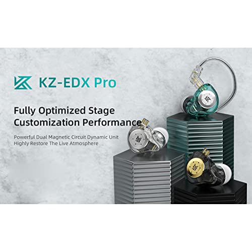 Honeytecs Fone de ouvido KZ EDX Pro intra-auricular com unidade dinâmica magnética dupla, fones de o