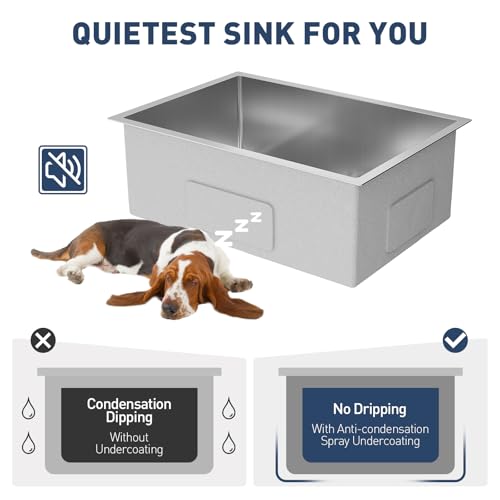 GarveeHome Undermount Kitchen Sink, 27x19 Inch Stainless Steel Kitchen- Single Bowl Sinks, Modern Top Mount 16 Gauge Workstation Sink-with Accessories for Bar, Silver (Not Included Faucet)