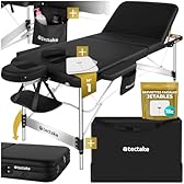 tectake® Table de Massage Pliante Professionnelle 3 Zones Aluminium Cosmetique Lit de Massage Table Esthetique Tatouage Portable avec Appuie-tête Amovible Repose Bras, Housse de Transport Incluse