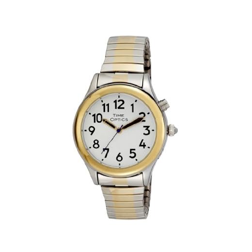 TimeOptics Women's Talking Two-Tone Day Date Alarm Expansion Bracelet Watch # GWC07TT
