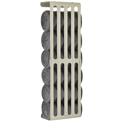 simpletome バスタオル 収納 タオルラック高さ調節可能 壁掛け式 バスルーム 棚 オーガナイザー カーボンスチール (マットクリーム)