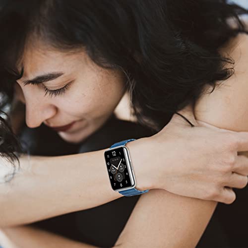 Leather Strap Compatible with Huawei Watch Fit 2 Wristband Replacement Magnetic for Men Women Classic Active Watch Strap for Huawei Watch Fit 2 (Black) - Image 4