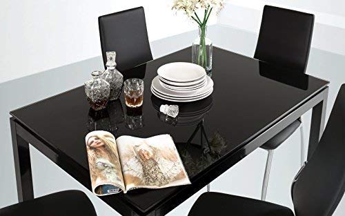 Dafne Italian Design Mesa extensible negra, cristal negro (120 x 80 x 76 cm)