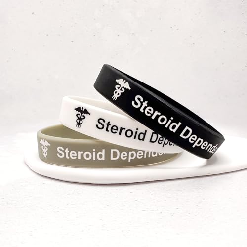 Pulseras alerta médica dependiente de esteroides para enfermedad de Addison en silicona pack de 3 3