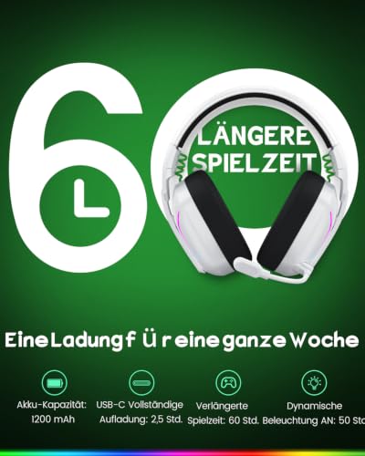 WESEARY Gaming Headset Wireless mit Mikrofon für PS5 PS4 PC Switch Mac – Ansicht 6