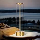 Mini Minimalist Tabe Lamp with Breathing Effect, Cordless LED Desk Lamp Rechargeable Modern Night Lights Portable Lamp for Gaming, Home Office, Bedroom, Living Room, Kitchen, Bar, Restaurant (Gold)
