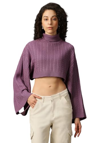 Image of High Star Women Acrylic Knitted Boxy Fit Turtle Neck Full Sleeves Sweaters 52