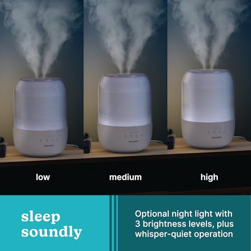 Homedics Ultrasonic Cool Mist Humidifier, Top-Fill 3L Water Tank, Covers 395 sq. ft, 35-Hour Runtime, 3 Mist Settings, Clean Tank Tech, Auto-Off, Night Light, Quiet by Homedics - Image 8