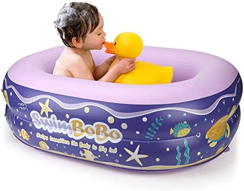Inflatable Baby Bathtub,Helps Newborn to Toddler Tub with Air Pump for Travel (Purple, Large)