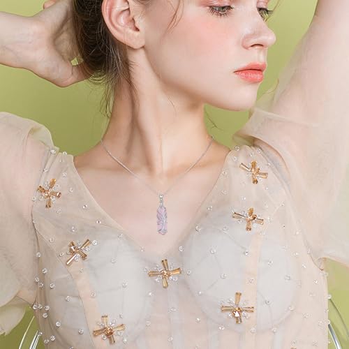 Healing Crystal Necklace for Women 925 Sterling Silver Tree of Life Rose Quartz Pendant Pink Crystal Necklace Jewelry Gifts for Women2