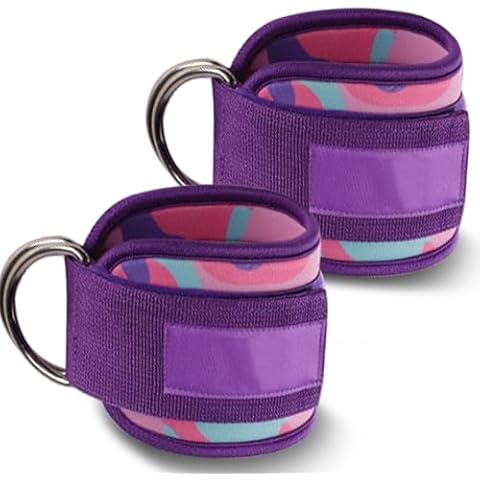 VOPOCO Ankle Straps for Cable Exercise Machines Fitness Ankle Cuffs for Working Out Glutes Hip Kickback Training Adjustable Padded Ankle Wrist Cuffs for Exercise Machine Attachments (Camo Purple) Cover