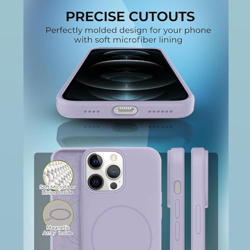 Image of iPhone 12 Pro Max Silicone Magsafe Case | Shock Proof Design & Camera Protection | Premium Rubberised Apple iPhone 12 Pro Max Cover (Microfiber Lining) | Magnetic Liquid Silicone - Purple
