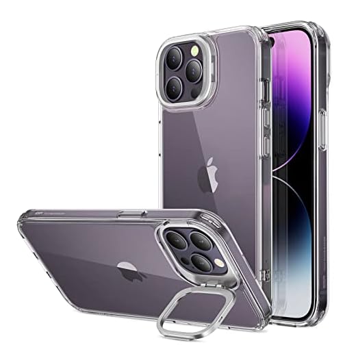 ESR Classic Kickstand Case Compatible with iPhone 14 Pro Max, Clear Case with Stand, Military-Grade Protection, Built-in Camera Ring Stand, Scratch-Resistant Acrylic Back, Clear
