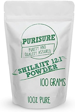 Purisure Shilajit Powder 12:1 Extract 100g (400 Servings), Restores Energy, Memory, Nutrient Absorption, Intelligence, Healthy Blood Sugar, Detox, Antioxidants