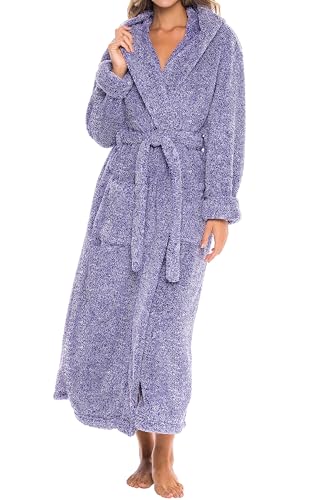 Image of Alexander Del Rossa Womens Fluffy, Fuzzy Robe for Women,Women's Long Hooded Robes, Plus Size