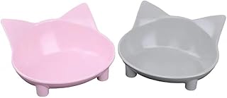 WHY Pet Bowl Double Pet Bowl Dog Cat Kitten Food Feeder Waterer Dishes Raised Elevated Small Medium Non-Slip Bottom Multiple Colors Dog Dishes (Color : Pink+Grey)