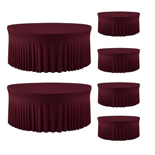 GEWONELIFE 6 Pack Burgundy Round Tablecloth 72 inch for 6FT Tables, Elegant Wedding Table Decor for Banquet, Catering, Restaurant, Formal Event, Rustic Wedding Reception, Party & Holiday Setup
