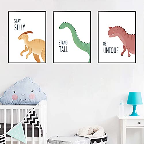 WDDT Affiches d’Art Dinosaure, 6 Affiche Animal Chambre d'enfant, Posters Décoratifs Animaux, Impression Artistique Aquarelle Dinosaures, Poster Dino pour Garçons Filles Bébé, Tableau Chambre Enfant