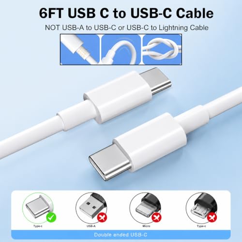Image of iPhone 17 16 15 Long Charger Fast Charging 2Pack USB C Wall Charger Block