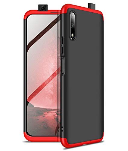 ZSCHAO for Huawei P Smart Pro 360 Case Slim Fit Thin Shockproof +Tempered Glass Screen Protector Cover Compatible with Huawei P Smart Pro Hard Case Full Body Tough Hybrid Matte bumper shell Black+Red