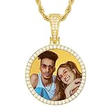 SEKECHIKU Custom Photo Necklace with Picture Inside 18K Gold Plated Engraved Necklace for Men Women