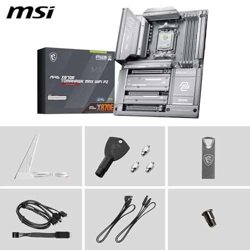 Image of MSI MAG X870E Tomahawk MAX WiFi PZ Motherboard, ATX - Supports AMD Ryzen 9000 /8000 / 7000 Processors, AM5 - DDR5 Memory Boost 8400+ MT /s (OC), PCIe 5.0 x16, M.2 Gen5, Wi-Fi 7, 5G LAN