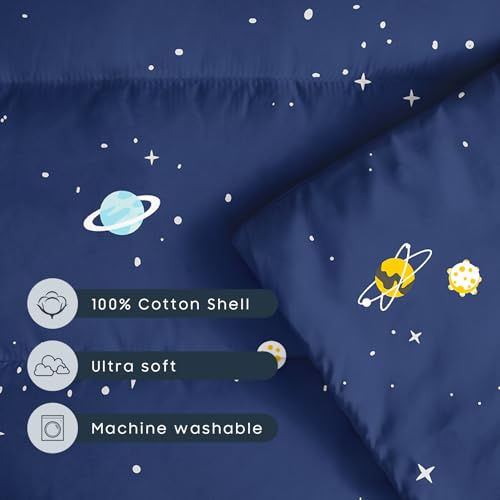 Image of Wake In Cloud - Toddler Nap Mat with Pillow and Blanket, 100% Cotton Fabric, for Kids Boys Ages 3 Plus in Daycare Kindergarten Preschool, Roll Up Sleeping Bag, Galaxy Spaces
