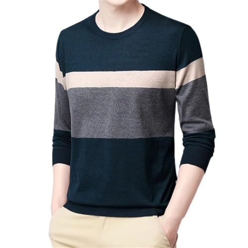 Men's Casual Long Sleeve Sweater Men Slim Striped Pullover Sweater3