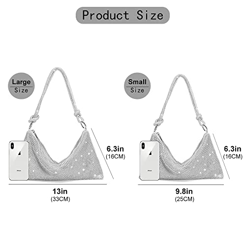 Weimzc Rhinestone Purse Women Glitter Sparkly Clutch Evening Bags Bling Handbag Hobo Bag For Prom Cocktail Party Wedding(Small Size-Silver) #TOP3