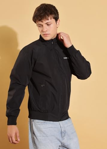 Image of Dollar Men's Polyester Solid Windcheater Jacket With Zipper Pockets