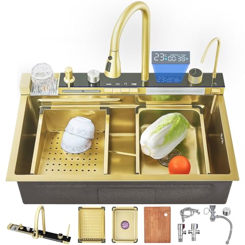 Évier de cuisine moderne waterfall blanc de 68 cm pour simplifier la préparation des repas