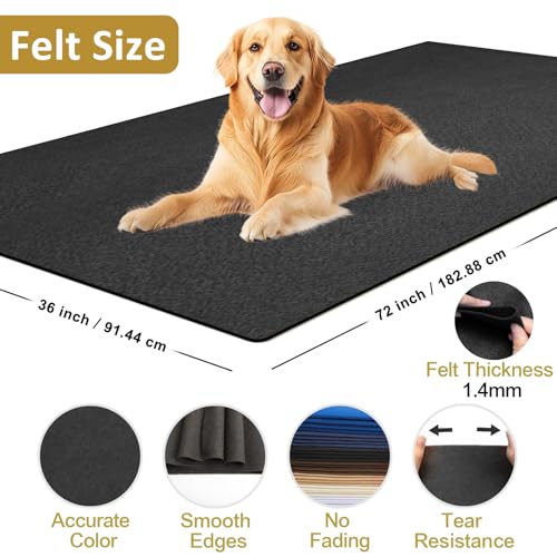 Image of XSEINO Black Large Felt Fabric 72 inch X 36 inch(2 Square Yards), 1.4 mm Thick Soft Felt Fabric Sheet for Crafts, Black Series Colors Soft Nonwoven Fabric, Fit for Decoration, Sewing, DIY Crafts