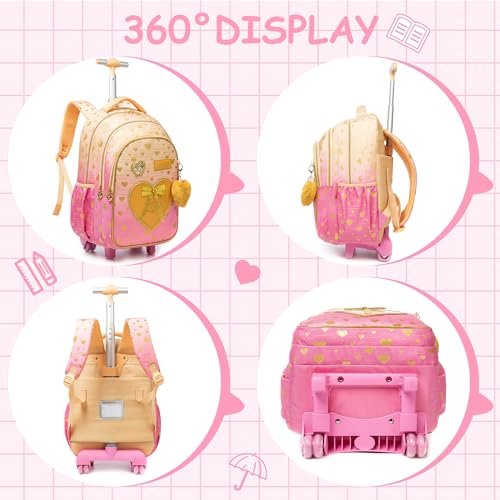 Meetbelify meninas rolando mochila mochila crianças mochilas com rodas para estudantes do ensino fun