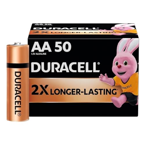 Image of Duracell India's #1 Ranked Battery for Everyday Devices Clock,Alarm,Toys,Remote,PC Mouse,Hair Trimmer (AA Alkaline, Pack of 50)