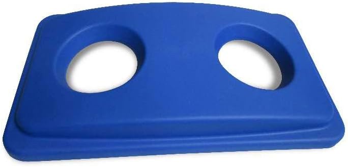 Restaurantware Blue Plastic Recycling Trash Can Lid - Fits 23 Gal Slim Trash Can - 22" X 11 1/2" X 3" - 1Ct Box - Rw Clean -