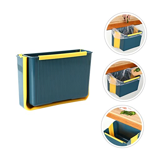 Caneca de basura plegable rectangular de plástico azul miniatura 3