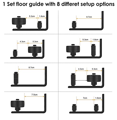 JOLIGAEA 2 stuks schuurdeur vloergeleider, wandmontage starolgeleiders met 8 verschillende opstellingen, ultra glad… - Image 7