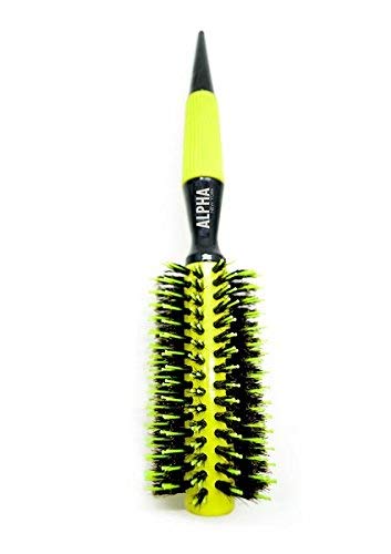 professional Round Hair Brush Nylon And Boar Bristle 302 (yellow) Italian Design By Alpha New York