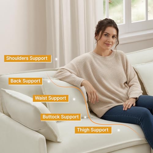 Image of KISLOT 74.4 inch Loveseat Oversized Modular Sectional Sofa with 4 Pillows,Beige | Cloud Couch, Dual Cushions, Deep Seats, Console